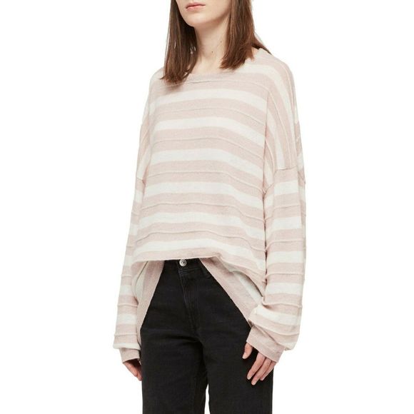 AllSaints Sweater L Cassia Stripe Boat Neck Wool - Picture 2 of 12